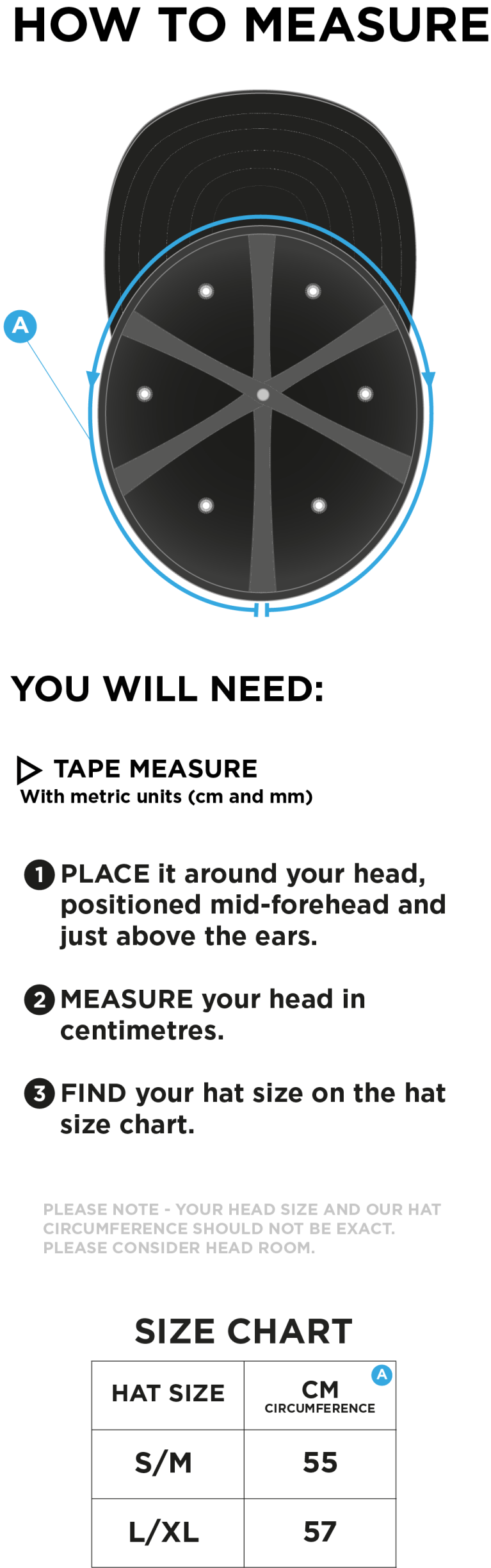HUTTON CC Fuse Flexi Cap - Navy - Size Guide