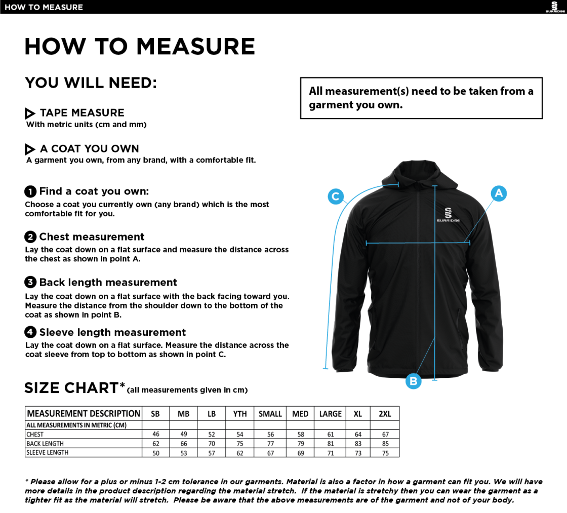 HUTTON CC Dual Elite 1/4 Zip Hoody / Rain Jacket : Navy - Size Guide