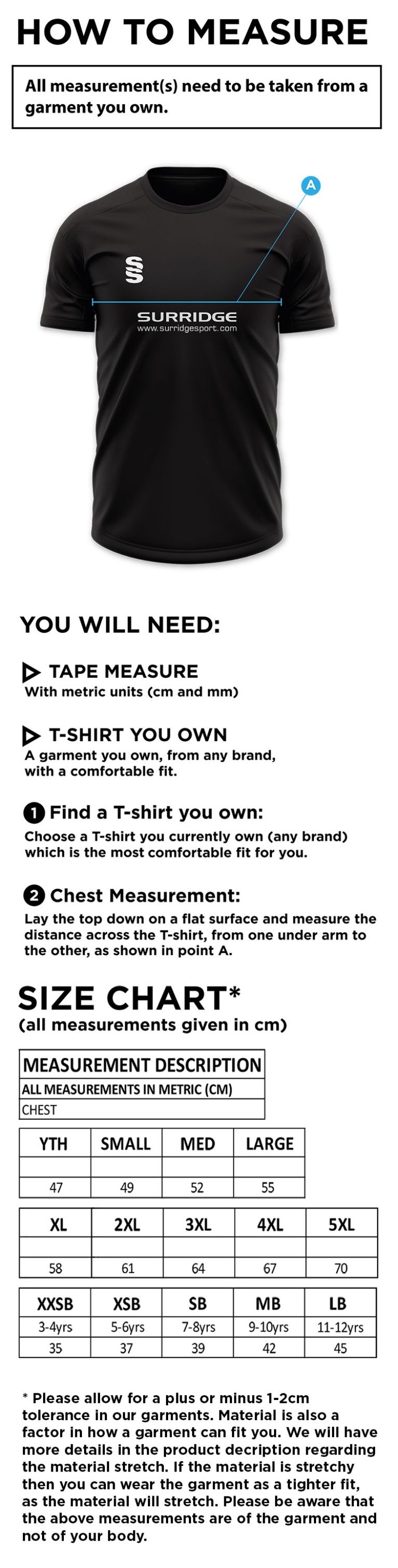 Hutton CC - Blade Polo - Size Guide