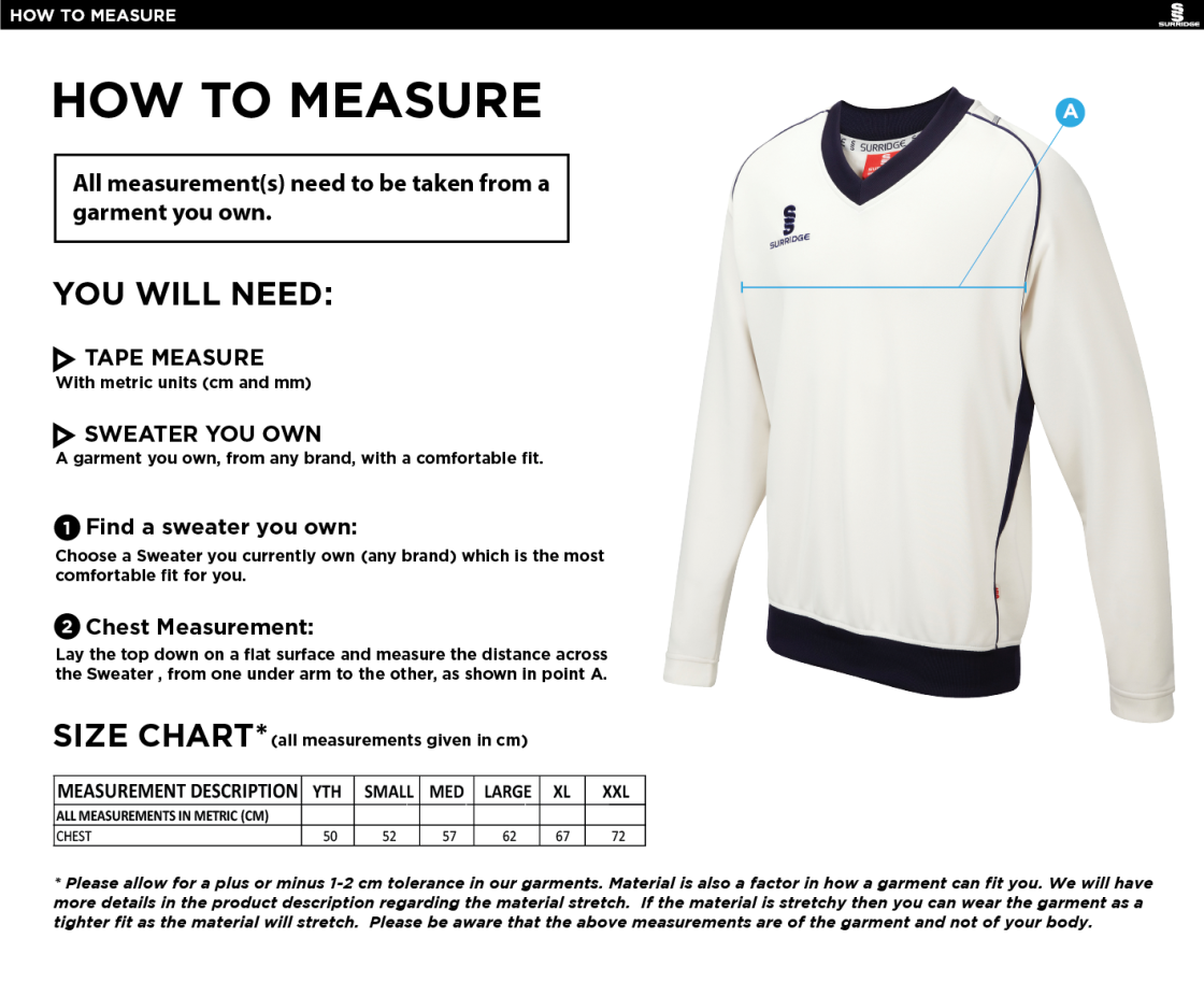 Hutton CC - Curve Long Sleeved Sweater - Size Guide