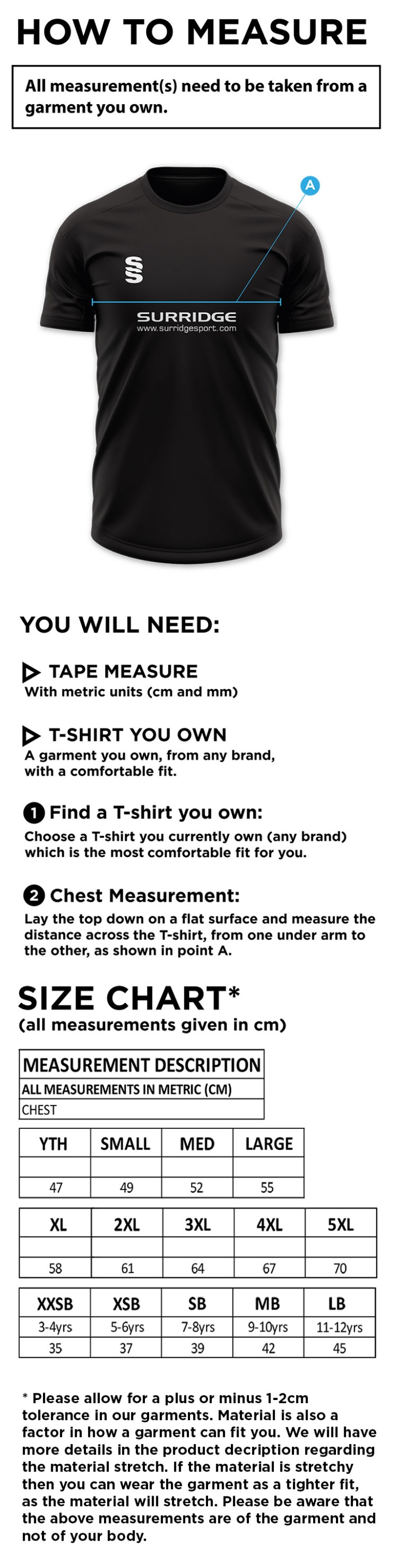 Hutton CC - Blade Polo - Size Guide