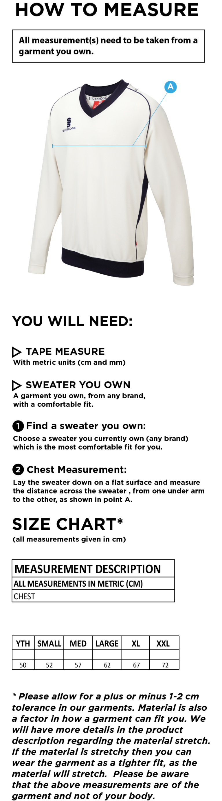 Hutton CC - Curve Long Sleeved Sweater - Size Guide