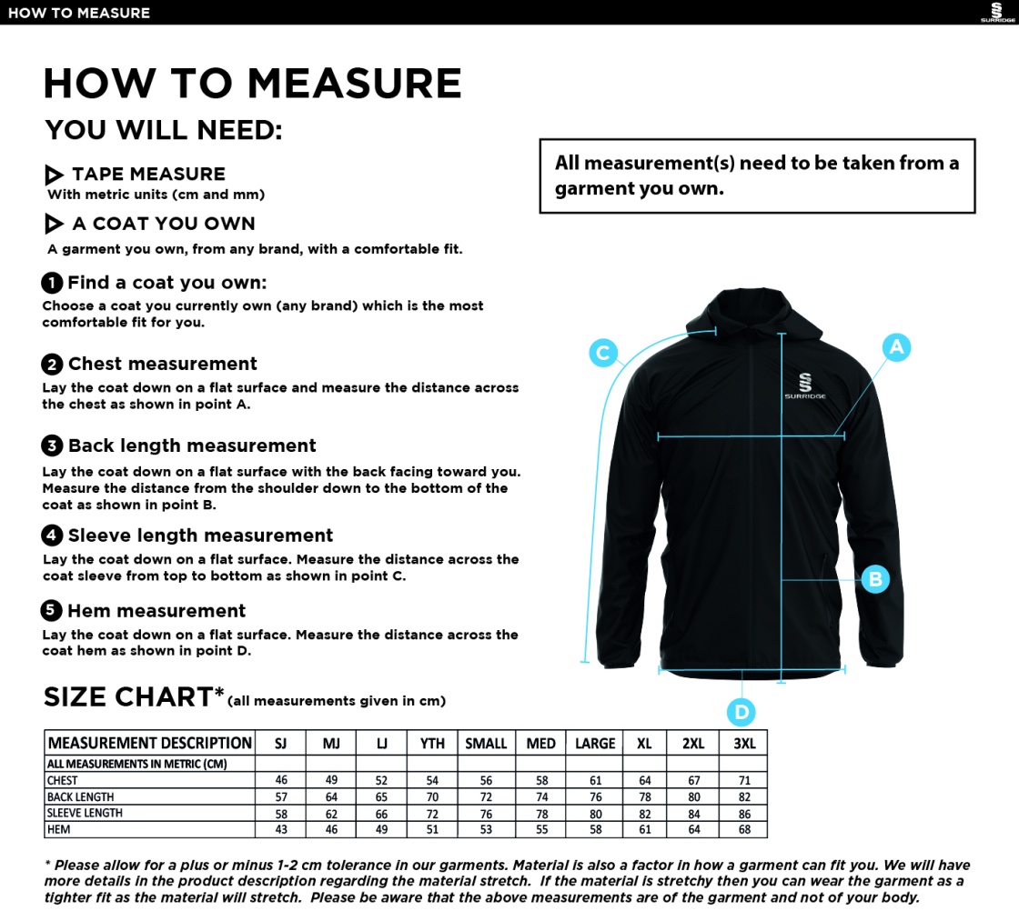 HUTTON CC Dual Elite 1/4 Zip Hoody / Rain Jacket : Navy - Size Guide