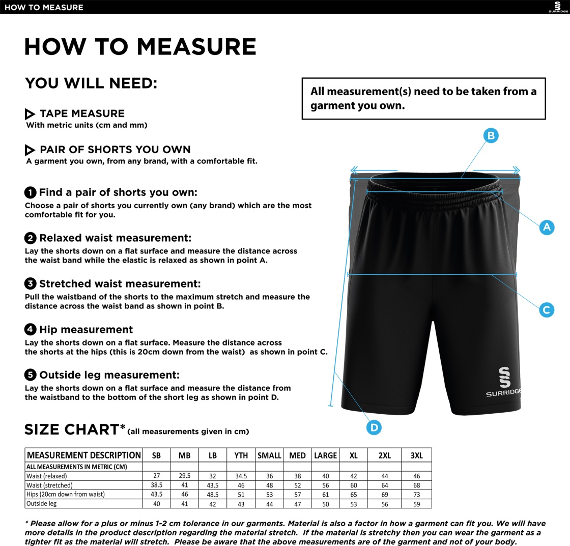 Hutton CC - Blade Shorts - Size Guide